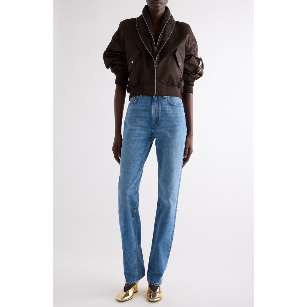 Givenchy Zip Shawl Collar Bomber Jacket In Brown