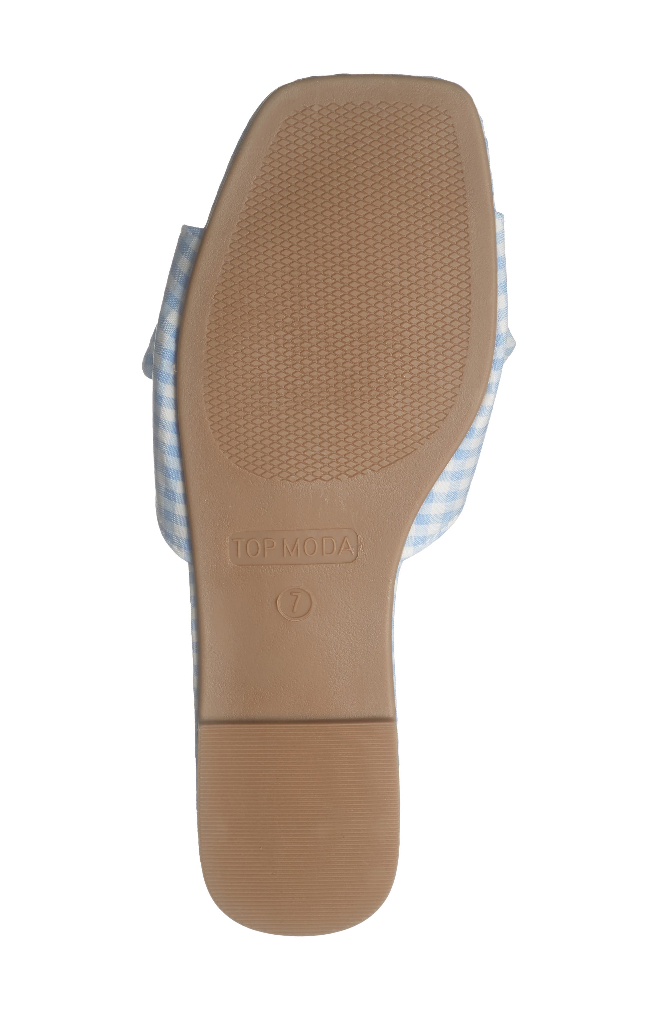 TOP MODA Penny Gingham Bow Slide Sandal, Alternate, color, Blue