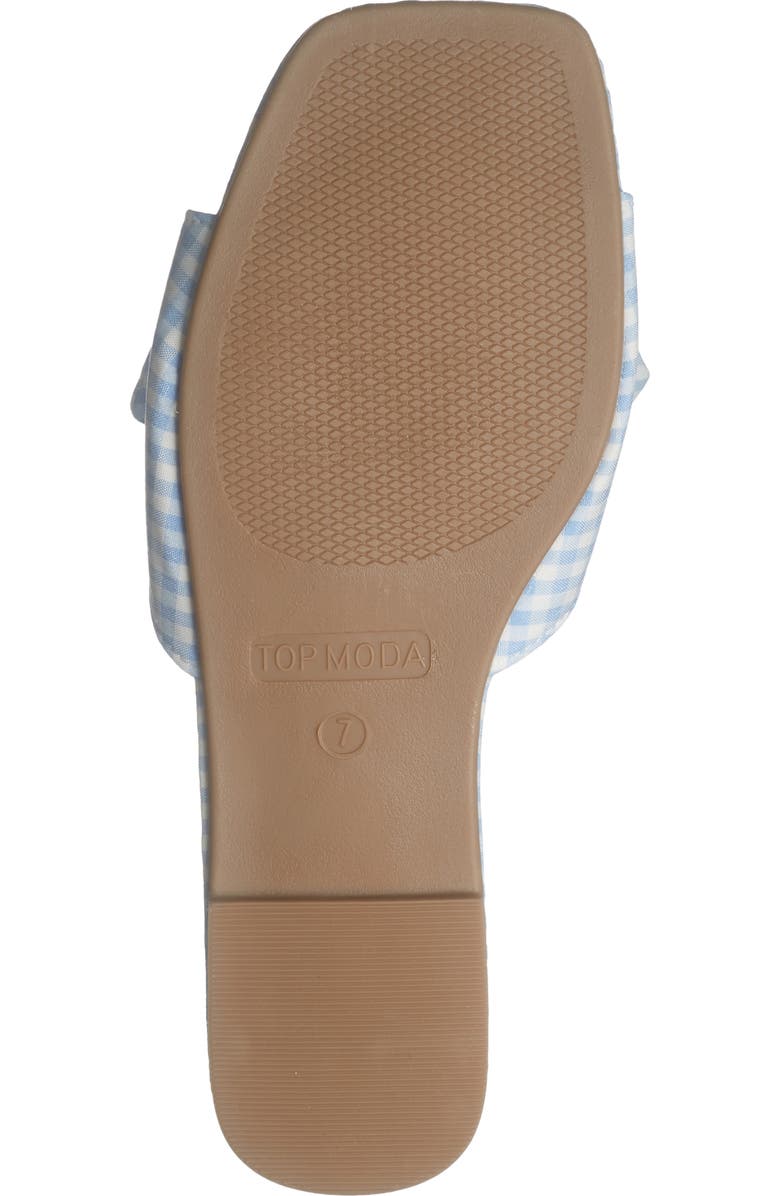 TOP MODA Penny Gingham Bow Slide Sandal, Alternate, color, Blue