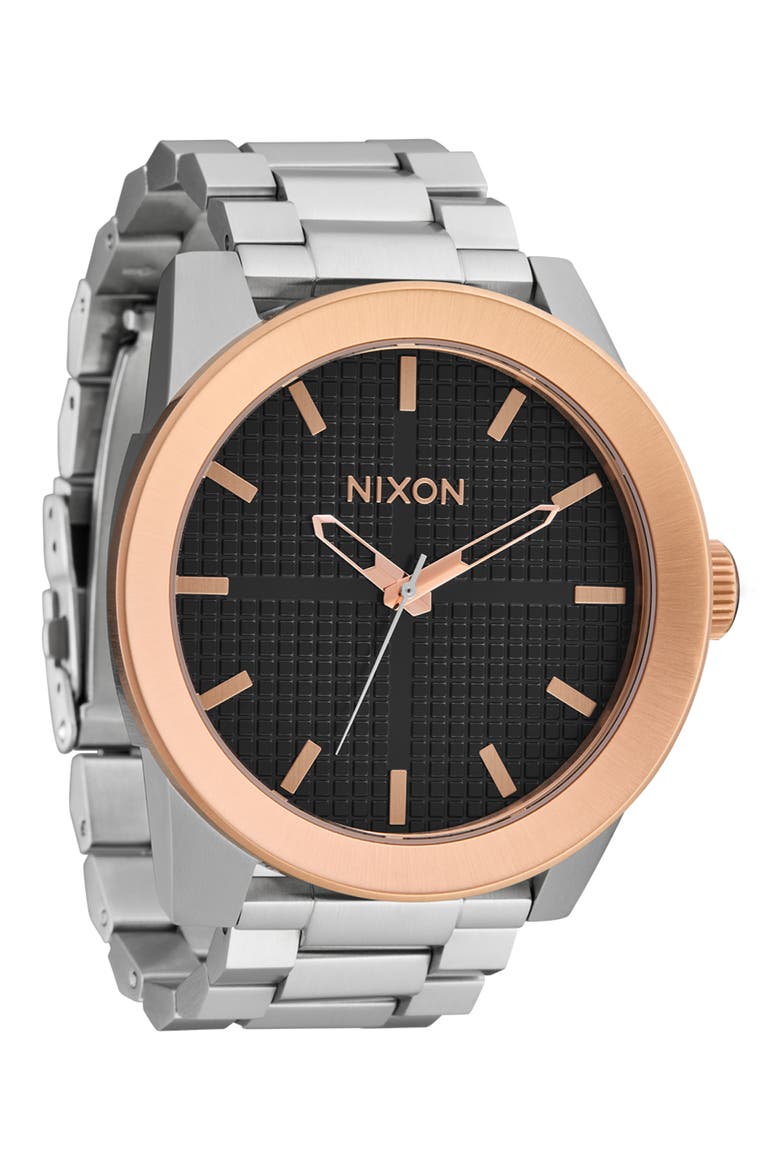 Corporal Two-Tone Bracelet Watch, 48mm, Alternate, color, SILVER / ROSE GOLD / BLACK