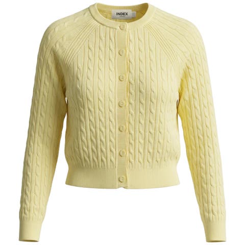 Cable Knit Raglan Sleeve Button Front Cardigan