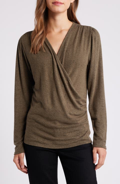 Long Sleeve Faux Wrap Top