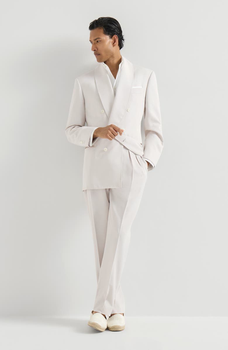 Brunello Cucinelli Délavé silk twill tuxedo, Alternate, color, Panama
