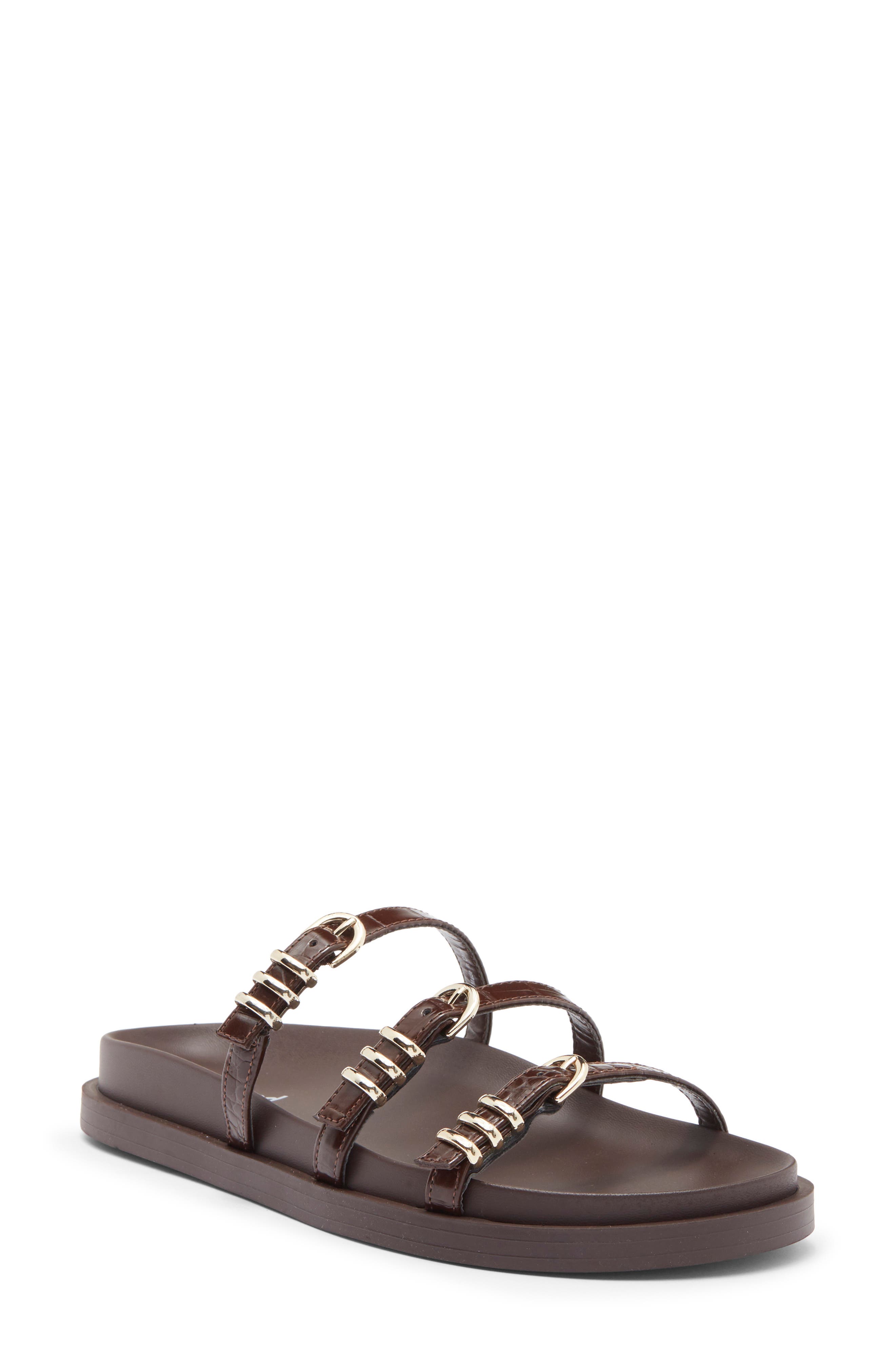 Abound Aimee Slide Sandal, Main, color, Brown Chocolate Croco