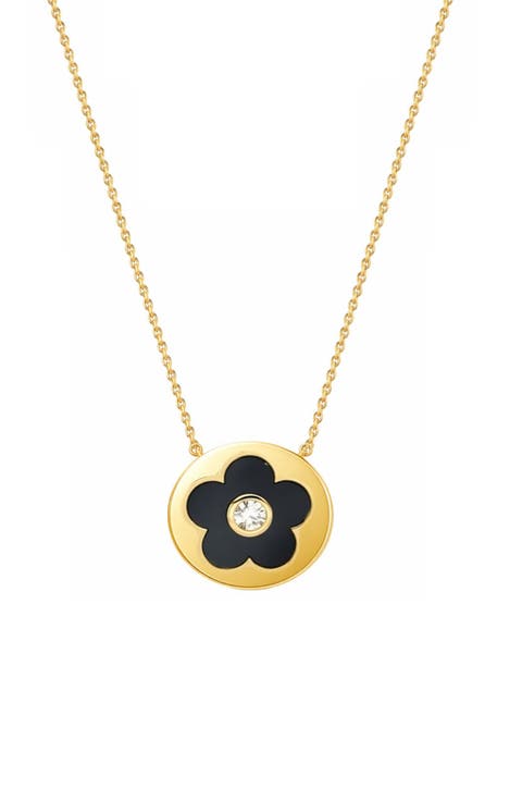 Flower Disc Pendant Necklace