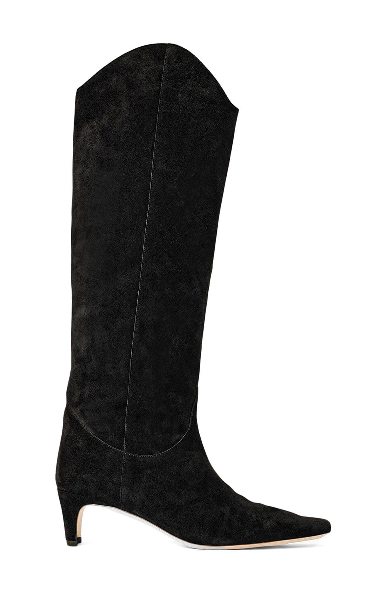 STAUD Wally Western Boot, Alternate, color, Black Suede