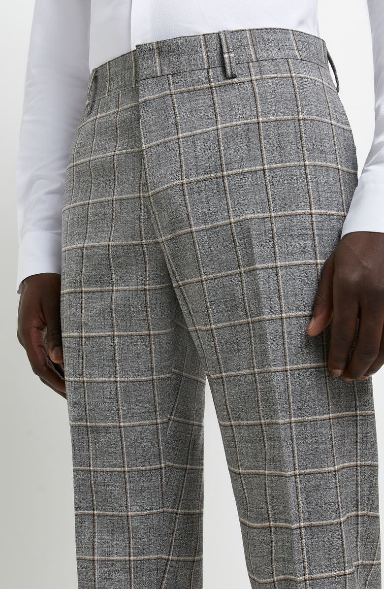 River Island Grid Check Skinny Fit Suit Trousers, Alternate, color,