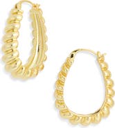 NORDSTROM RACK Demi Fine Ribbed Oval Hoop Earrings