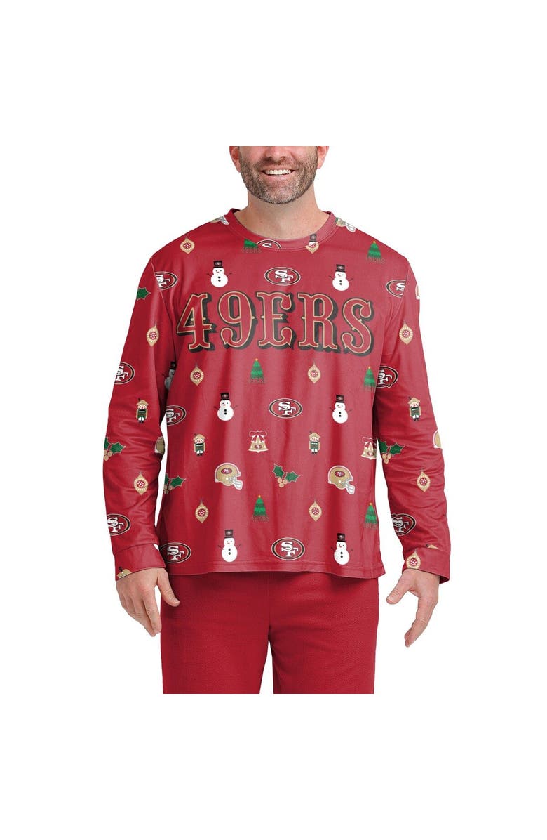 FOCO Men's FOCO Scarlet San Francisco 49ers Holiday Repeat Long Sleeve T-Shirt, Alternate, color, 