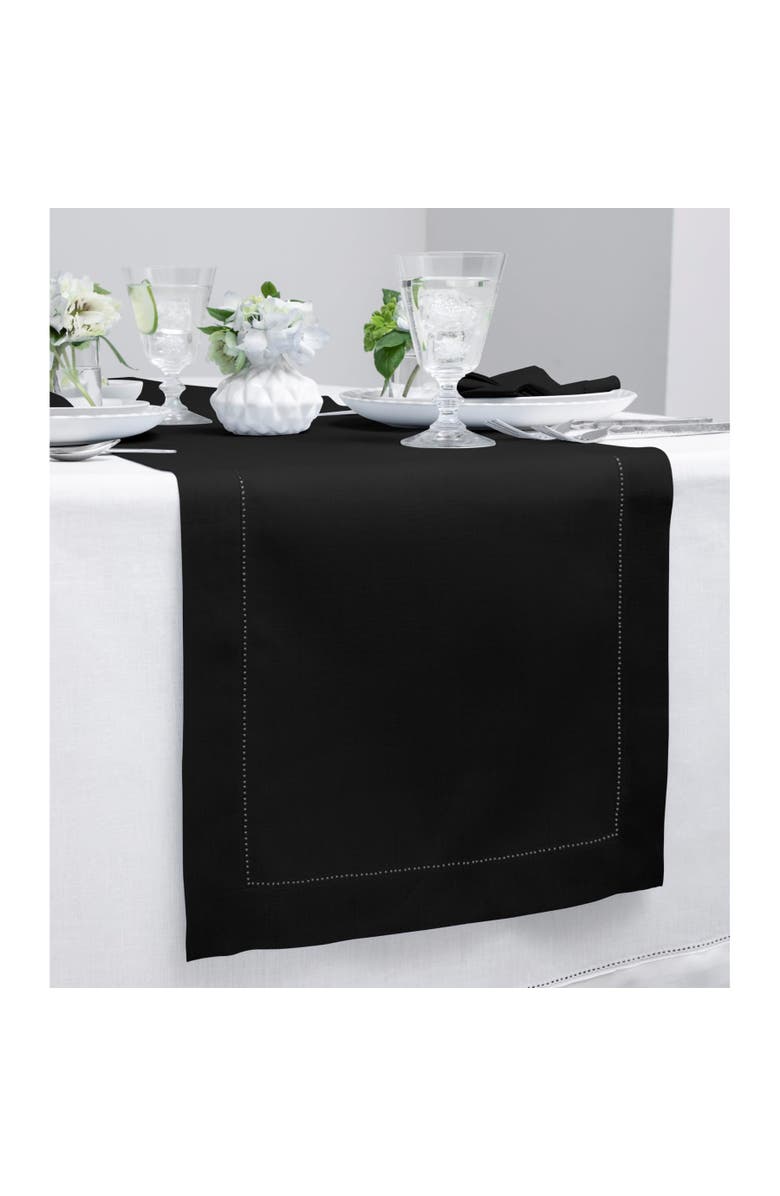 Solino Home Linen Table Runner - Classic Hemstitch, Alternate, color, Black