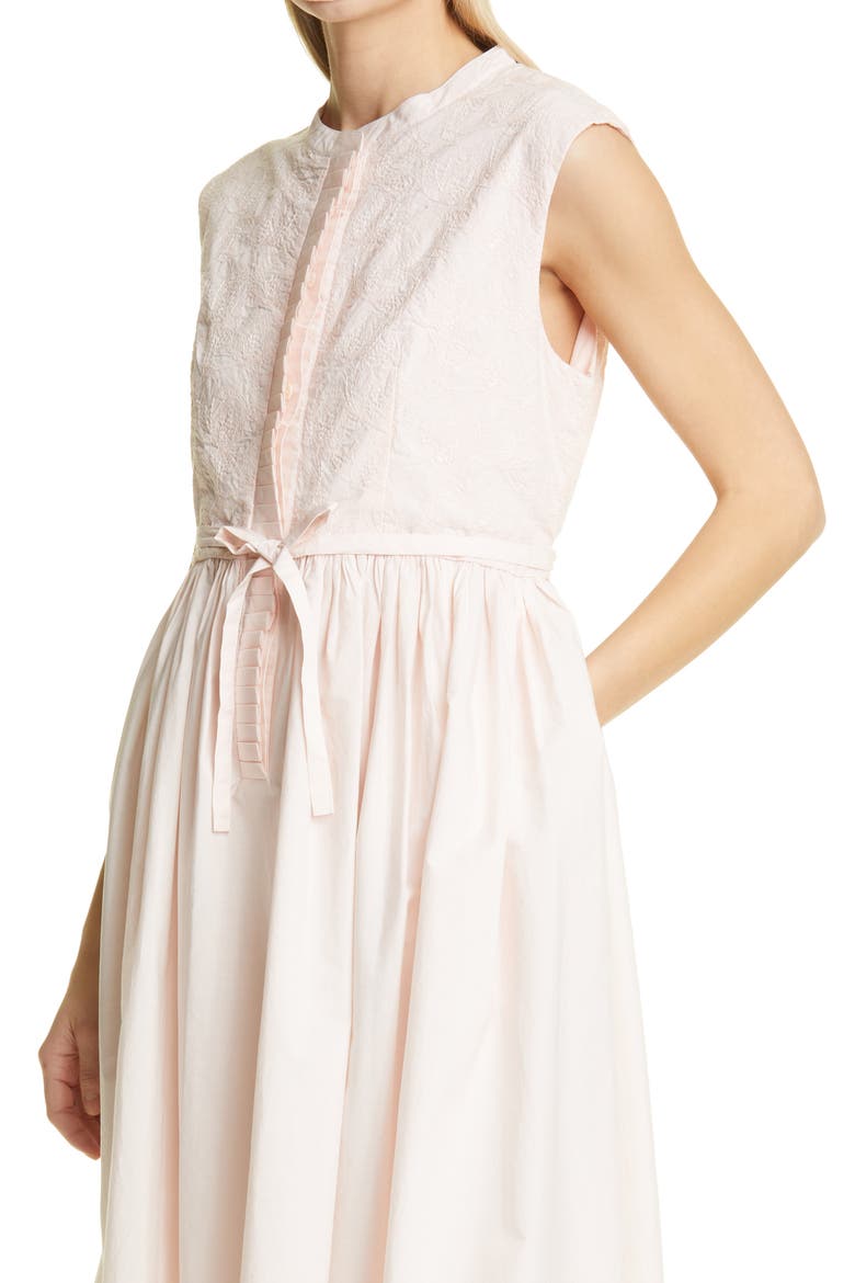 Maya Button Front Sleeveless Dress, Alternate, color, LIGHT PINK/ LIGHT LINK EMB