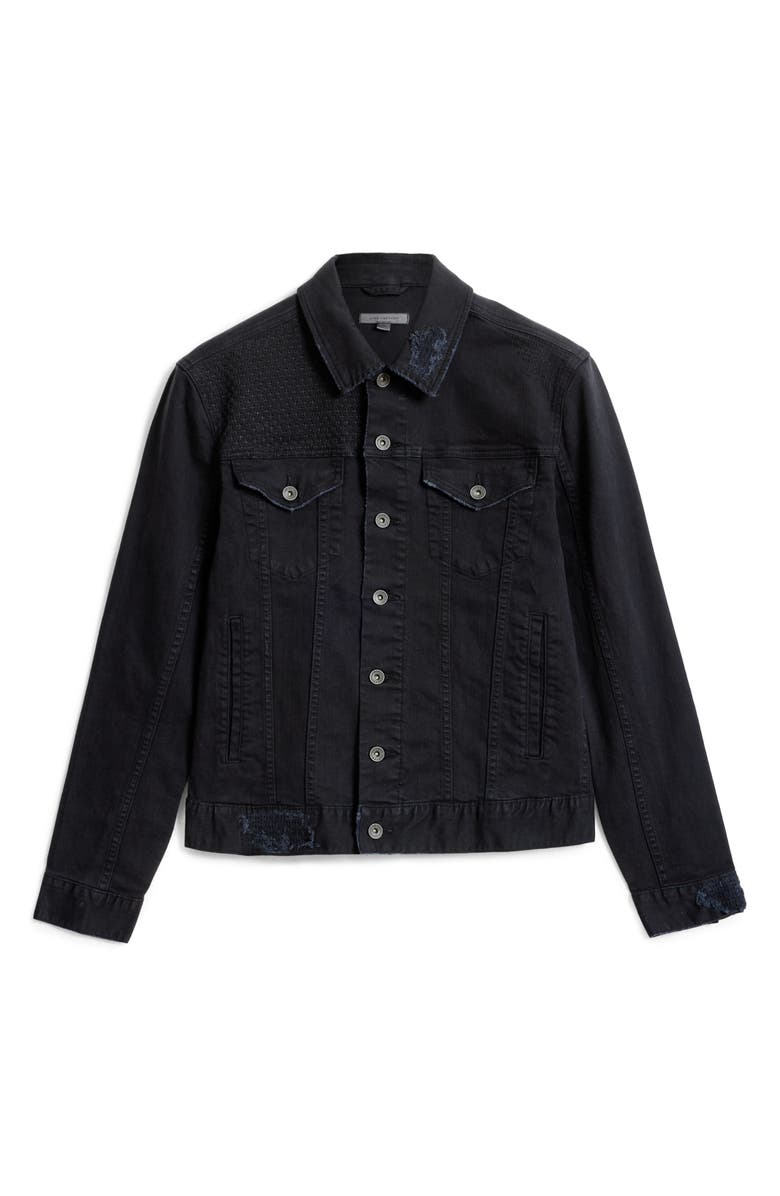 John Varvatos Wes Distressed Stretch Denim Trucker Jacket, Alternate, color, 