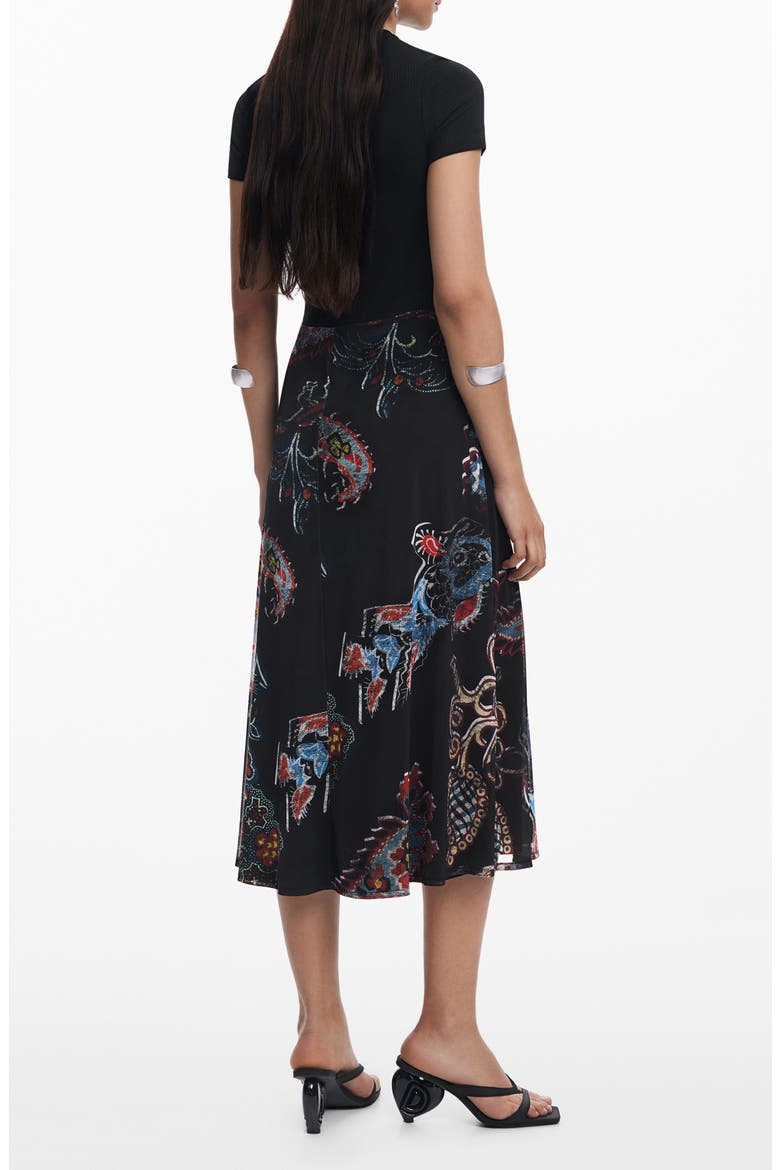 Mixed Media Midi Dress, Alternate, color, BLACK