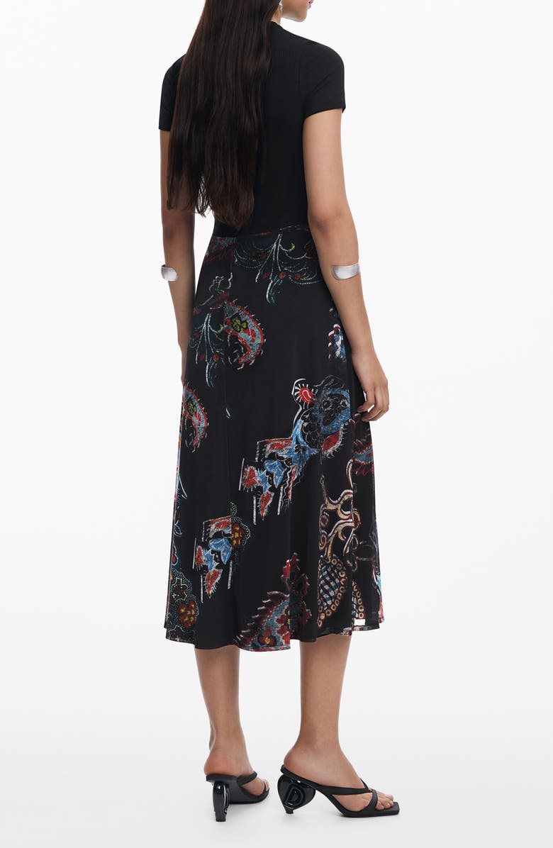 Desigual Mixed Media Midi Dress, Alternate, color,