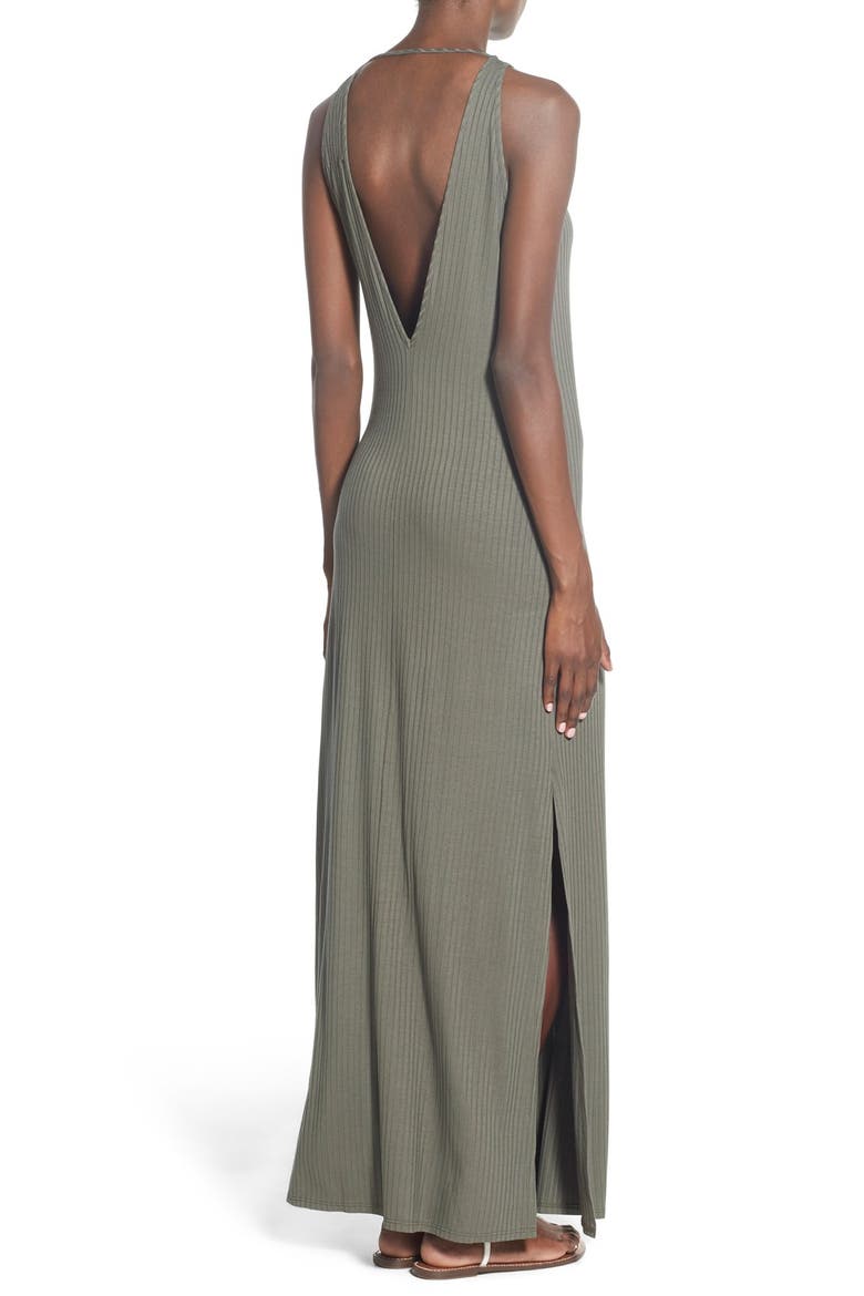 Ribbed Maxi Dress, Alternate, color, OLIVE