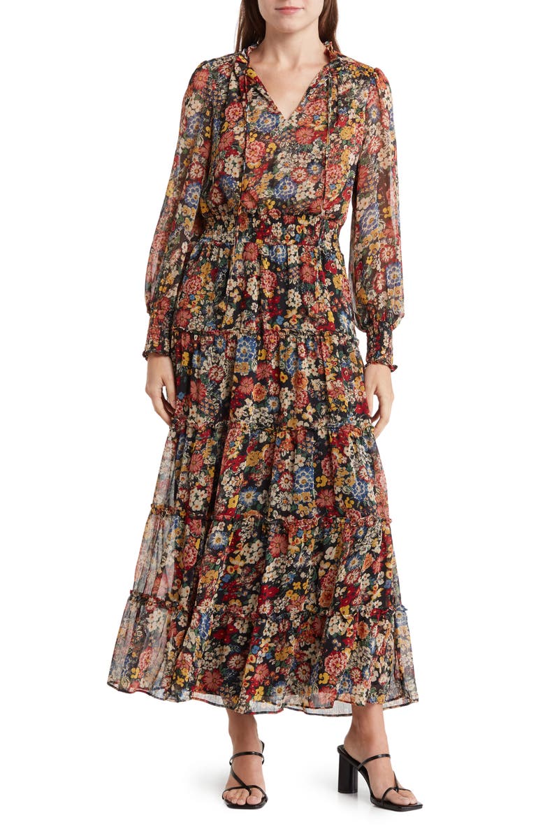 1.STATE Smocked Long Sleeve Maxi Dress, Main, color, 