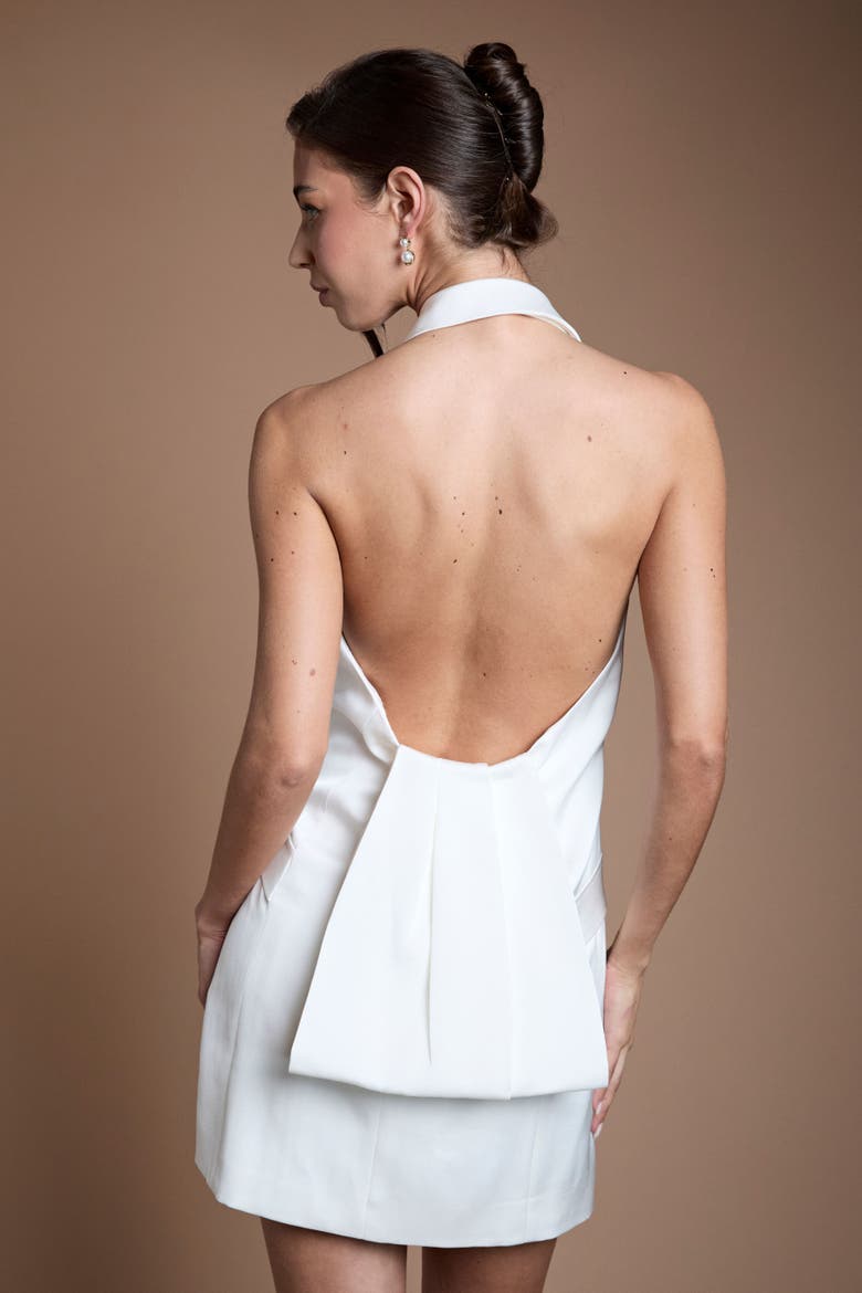 Halter-Neck Sleeveless Blazer Dress, Alternate, color, Ivory