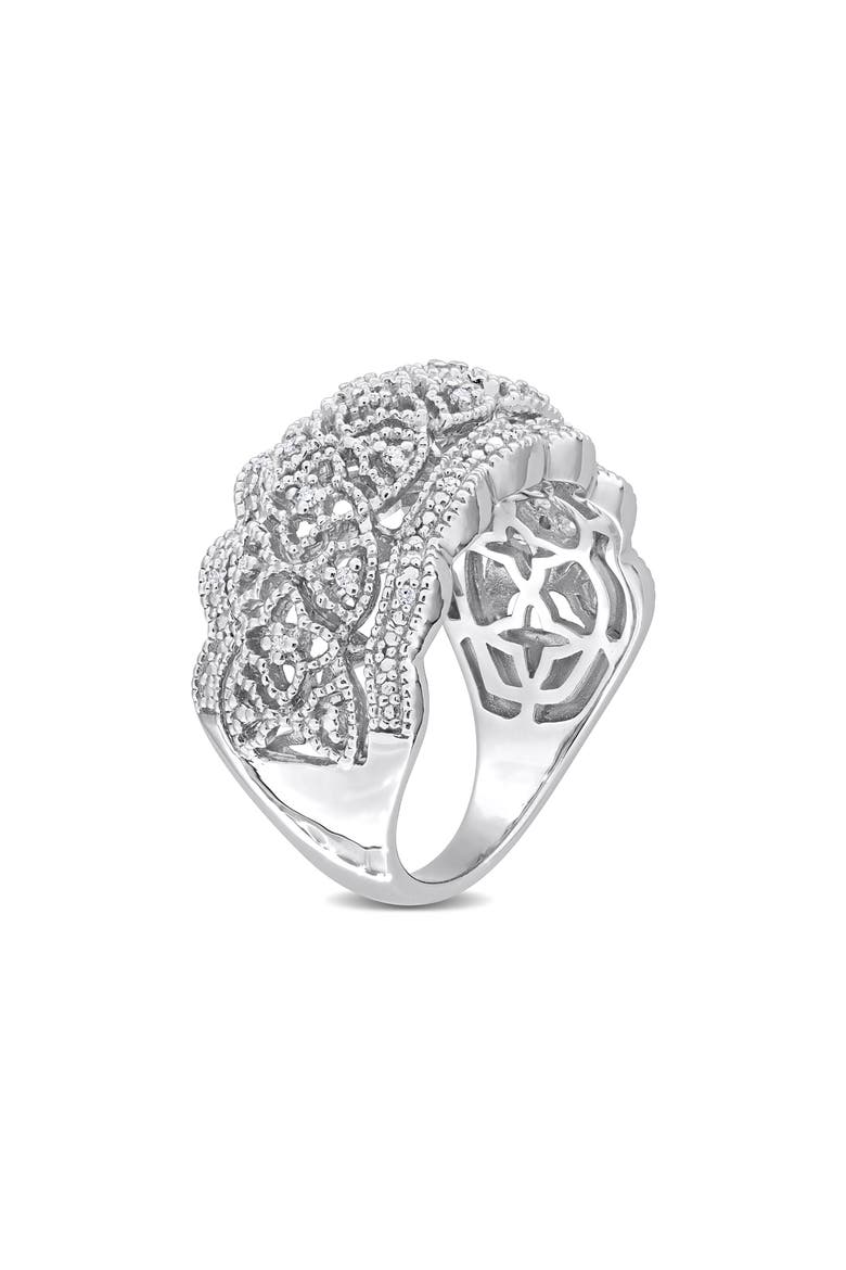Sterling Silver Diamond Lace Band Ring - 0.018ct, Alternate, color, WHITE