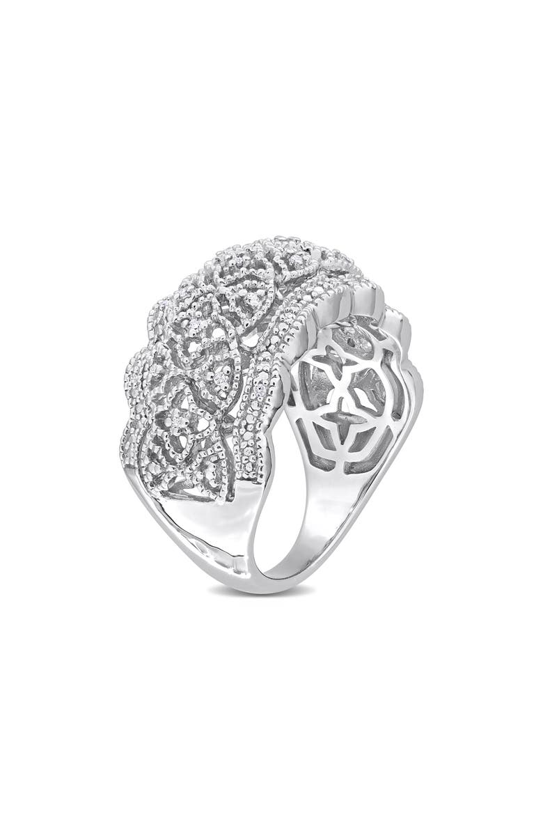 DELMAR Sterling Silver Diamond Lace Band Ring - 0.018ct, Alternate, color, White