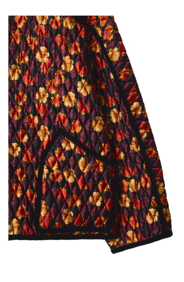 Burberry Geranium Leaf Quilted Nylon Floriston Jacket, Alternate, color, Poppy Red