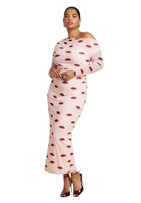 Asym Neck Printed Mesh Dress
