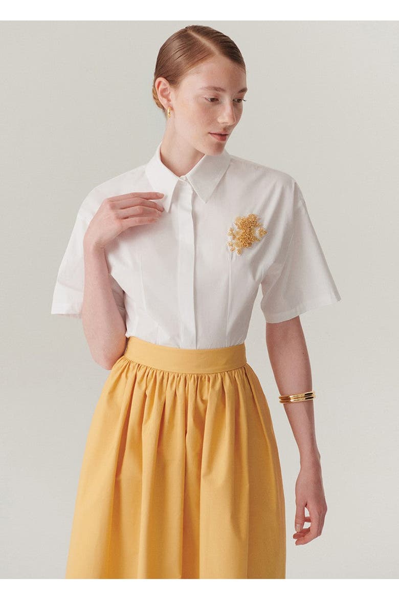 Mary Cotton Poplin Shirt, Main, color, WHITE