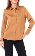 Vince Camuto Satin Long Sleeve Button-Up Shirt