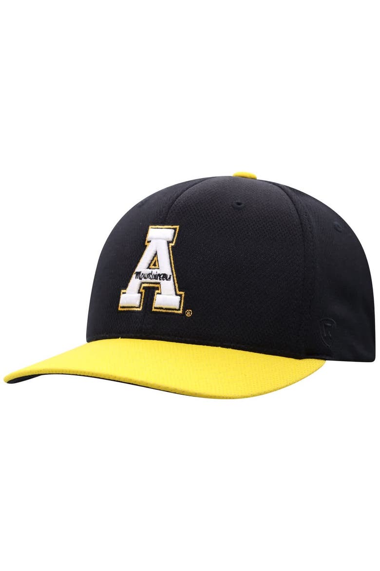 Men's Top of the World Black Appalachian State Mountaineers Reflex Two-Tone Flex Hat, Main, color, Black