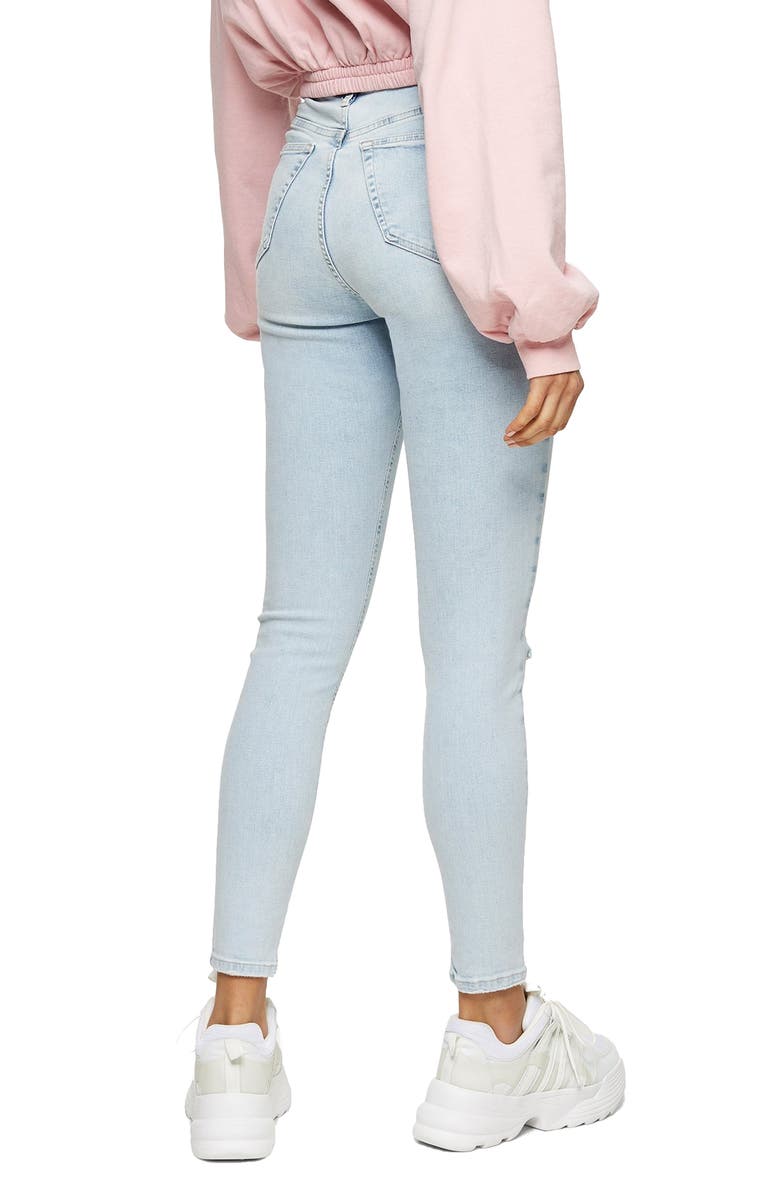 Topshop Jamie Brooklyn Rip High Waist Skinny Jeans, Alternate, color,