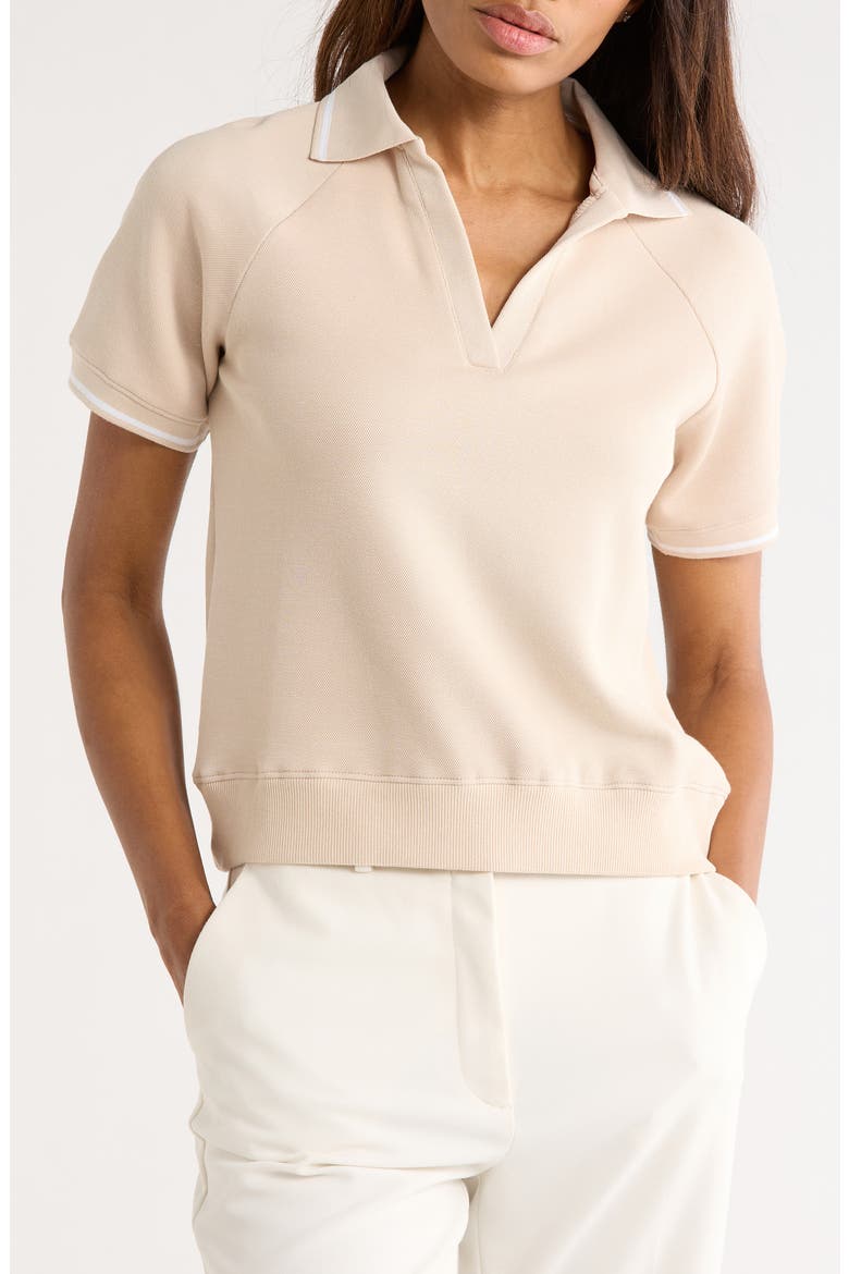 Contrast Stripe Polo, Main, color, MOROCCAN SAND/ WHITE