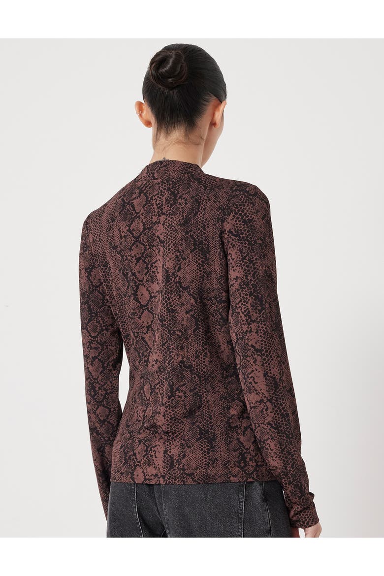 Printed Long Sleeve Top, Alternate, color, Snake Print Brown