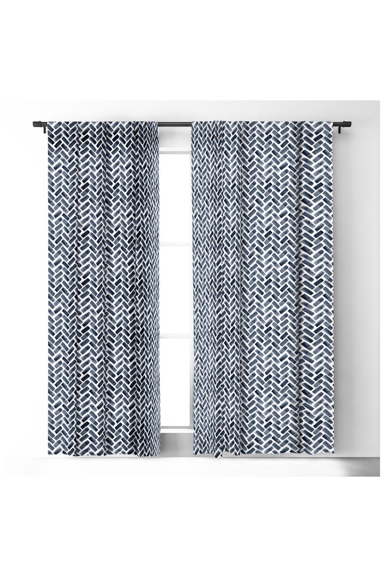 Little Arrow Design Co. Arcadia Herringbone Blackout Window Panel, Alternate, color, BLUE