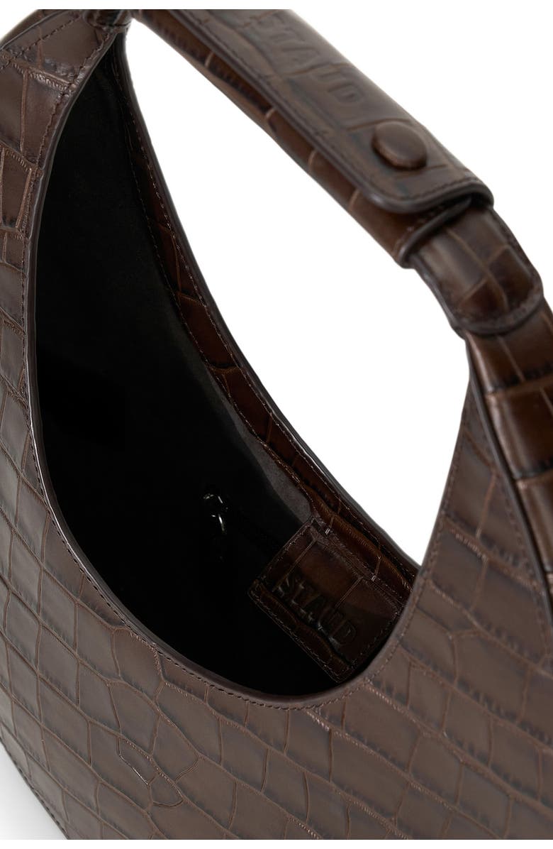 STAUD Moon Croc Embossed Leather Top Handle Tote, Alternate, color, Espresso Croco