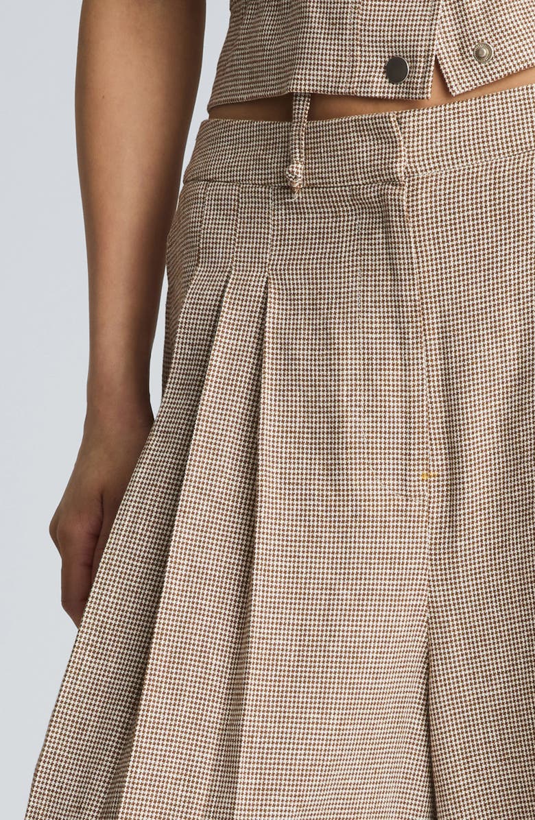 Kenneth Cole Triple Pleat Wide Leg Linen Blend Pants, Alternate, color, Brunette/ Pure White