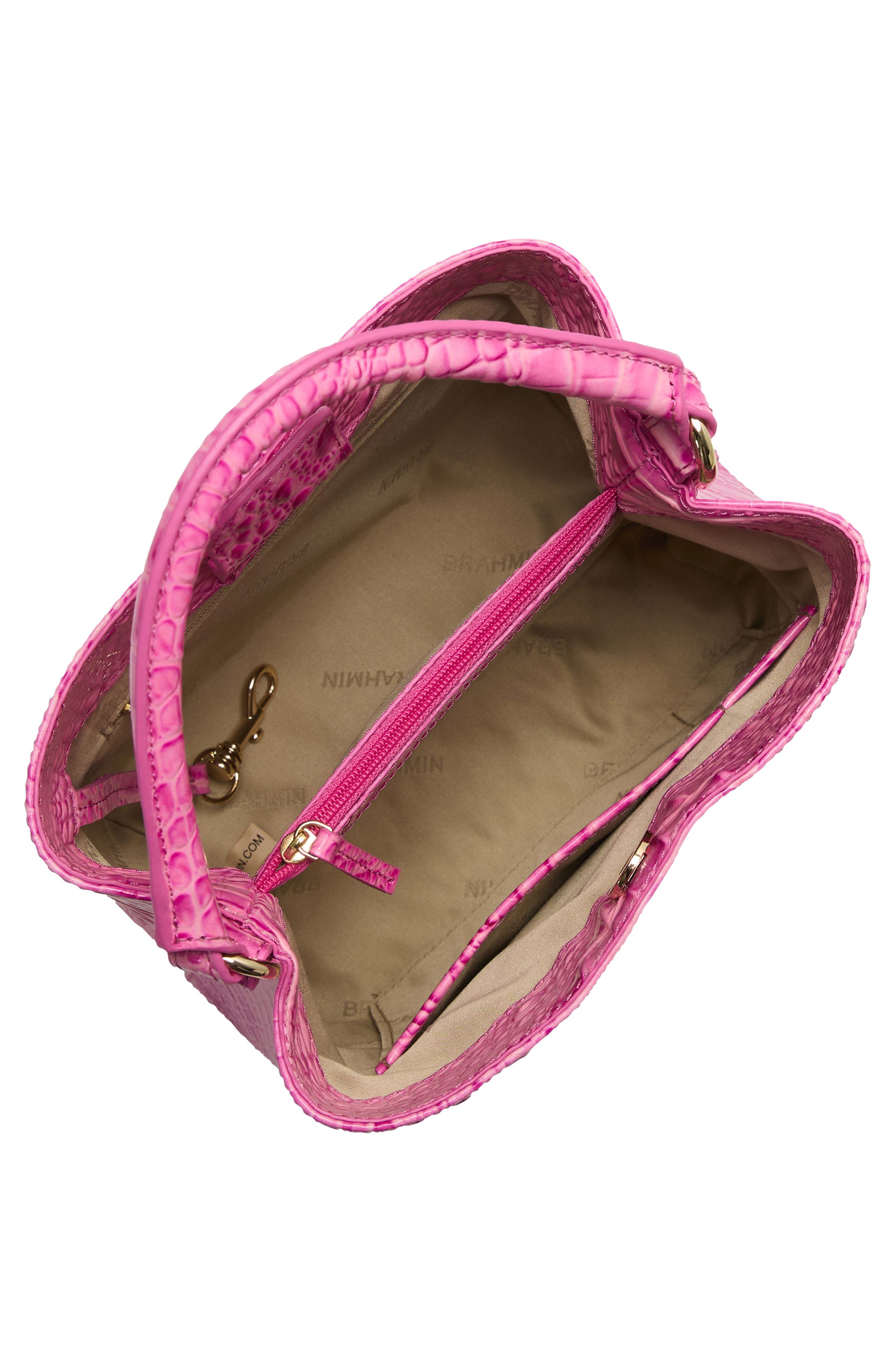 Brahmin Mini Amelia Croc Embossed Leather Top Handle Bucket Bag, Alternate, color, 