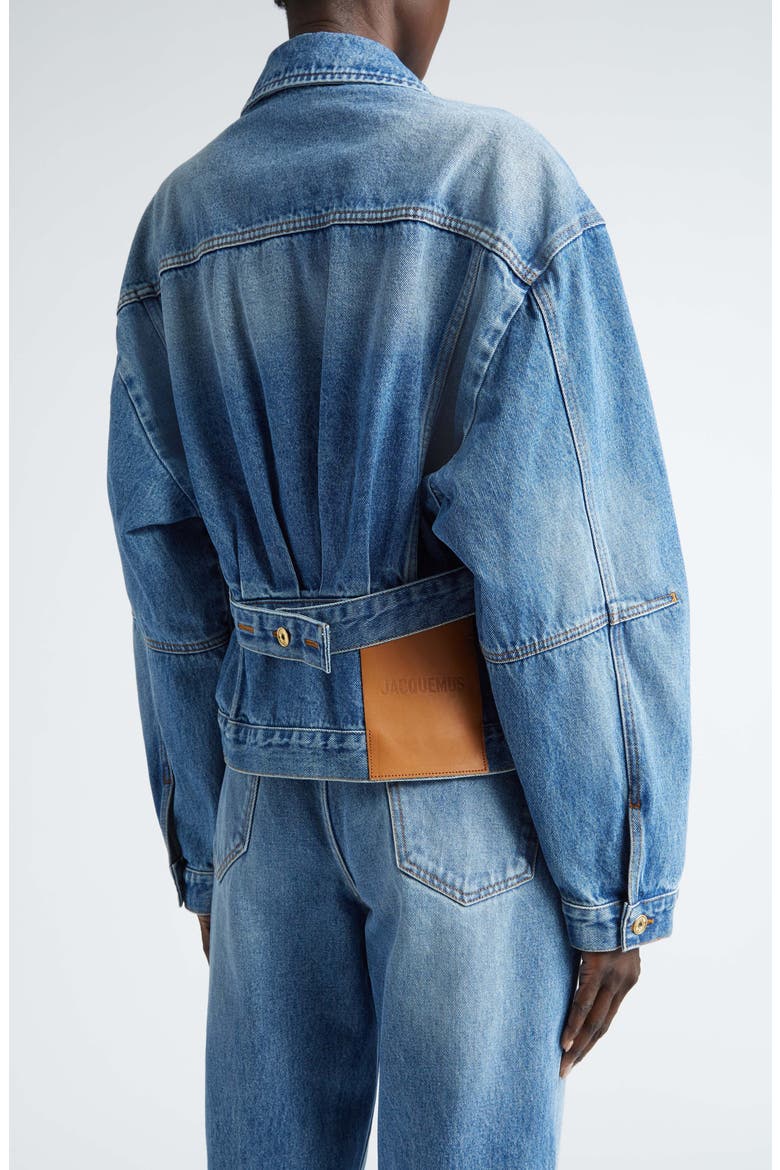 La Veste de-Nîmes Denim Trucker Jacket, Alternate, color, BLUE/ TABAC 2