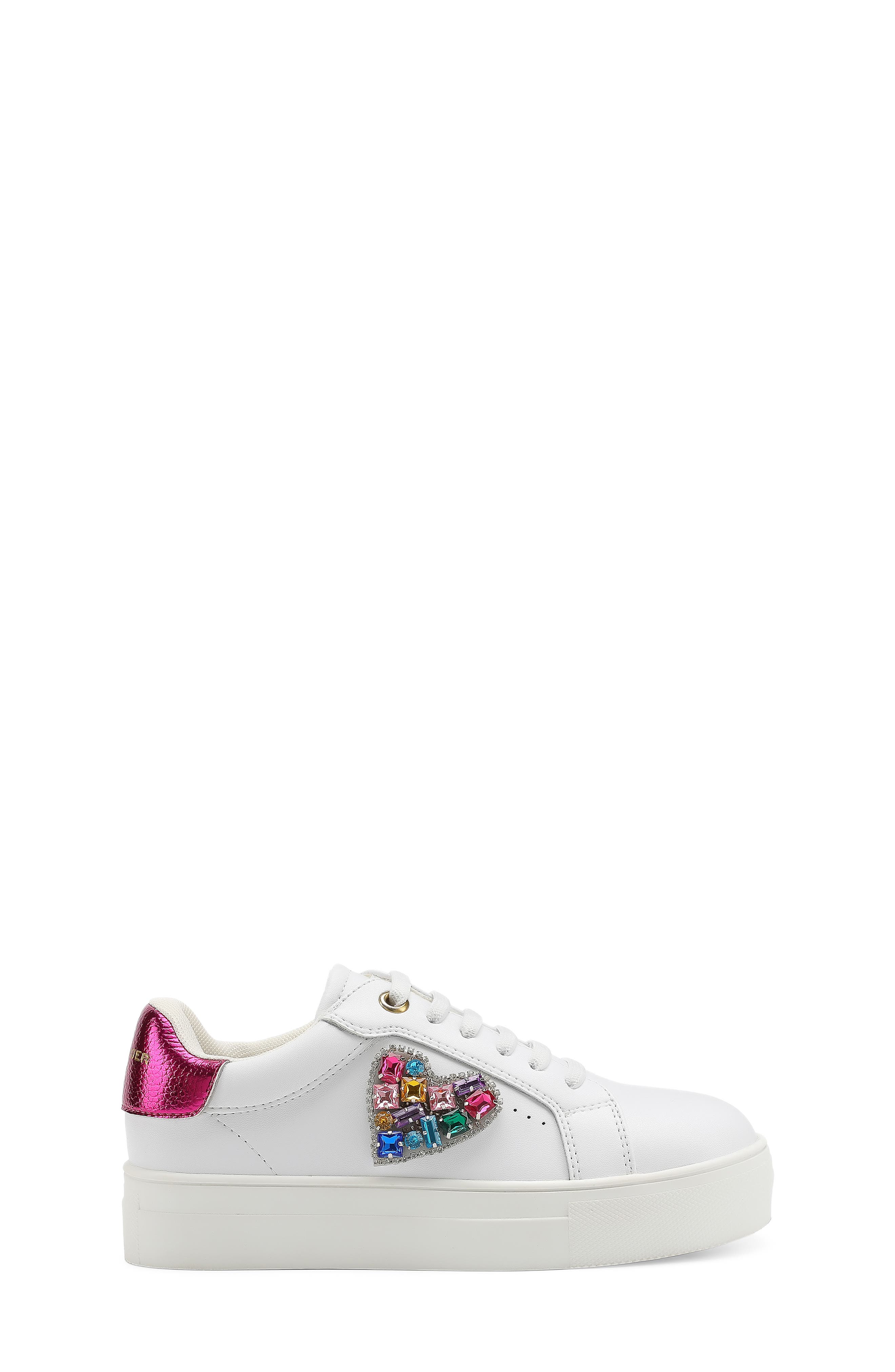 Kurt Geiger London Kids' Mini Laney Love Heart Sneaker, Alternate, color, White