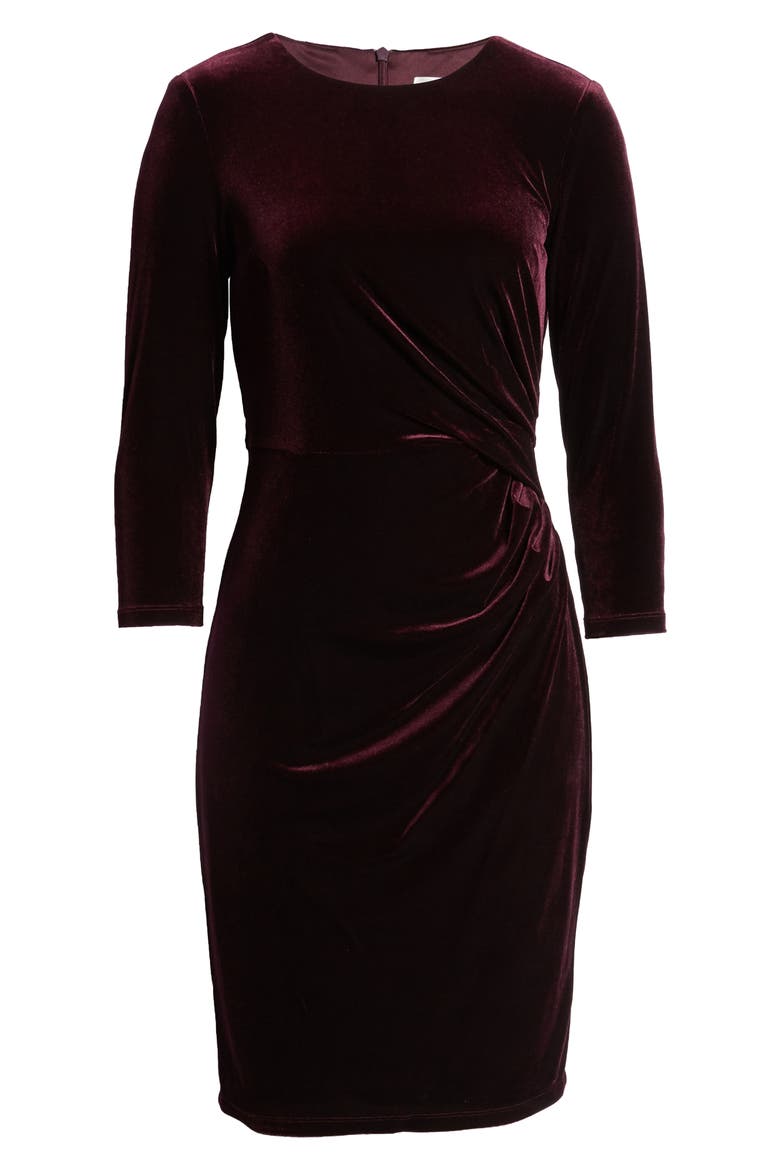 Velvet Sheath Dress, Alternate, color, WINE