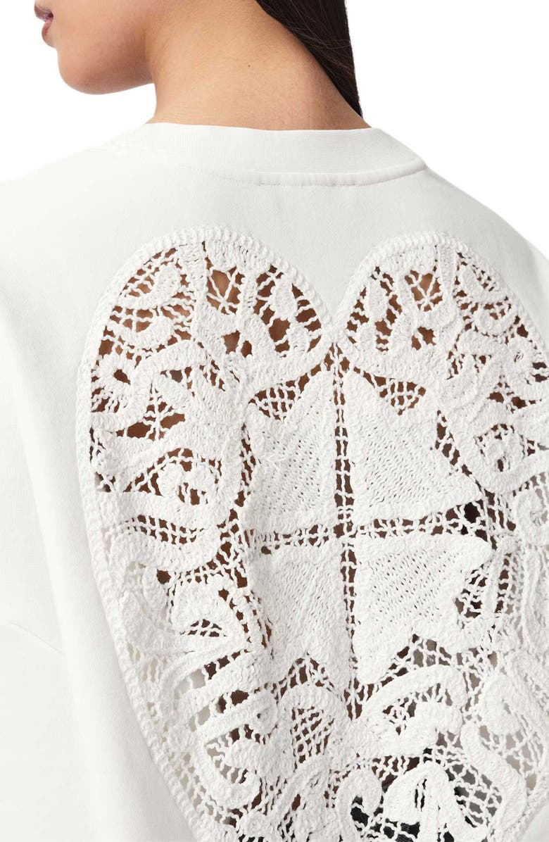 AllSaints Esme Pippa Crochet Heart Back Sweatshirt, Alternate, color, Ecru White