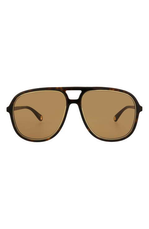 57mm Double-G Aviator Sunglasses