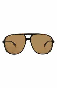 Gucci 57mm Double-G Aviator Sunglasses