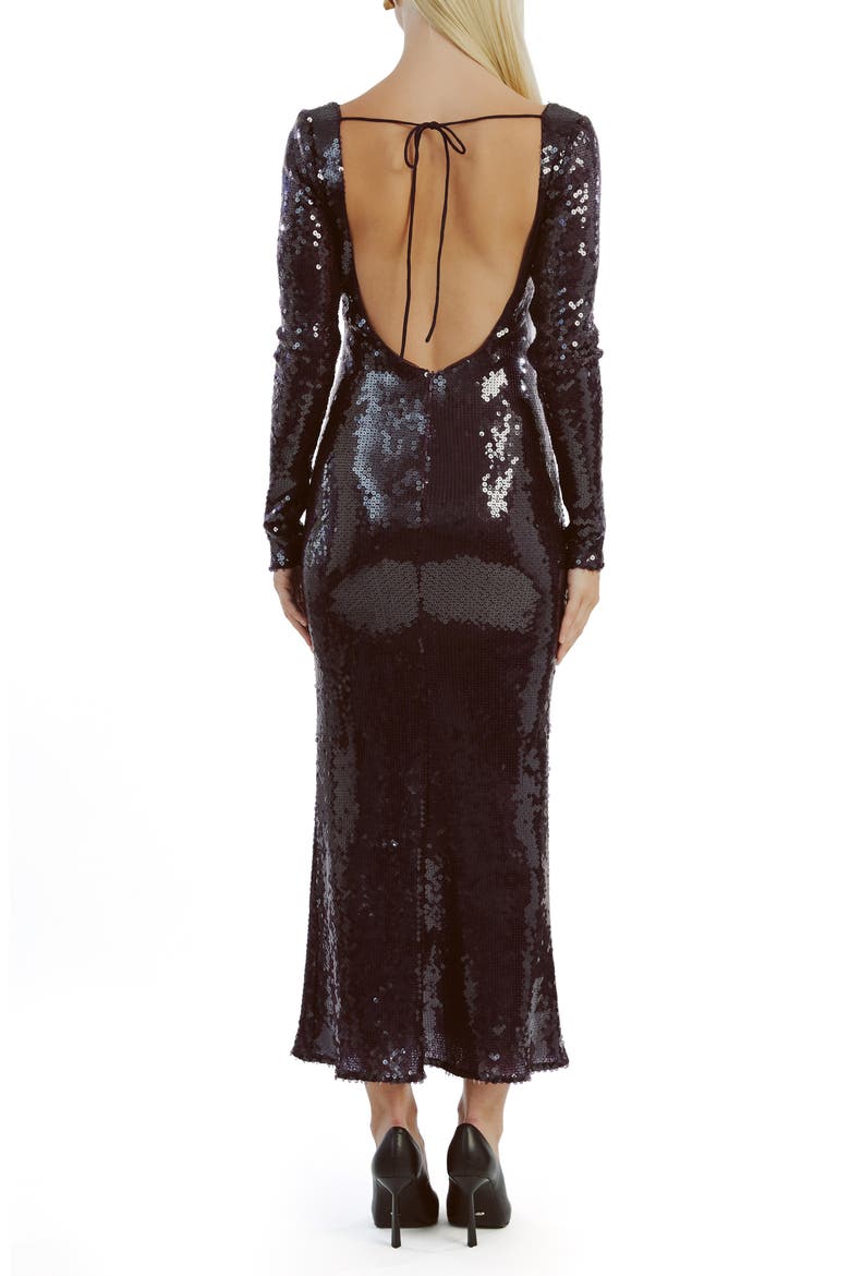Verona Sequin Long Sleeve Maxi Dress, Alternate, color, DARK CHOCO