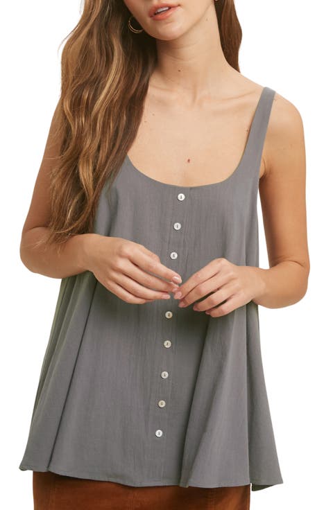 Button Front Cotton Gauze Tank