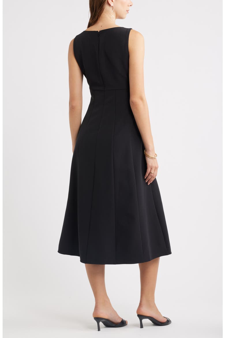Bateau Neck Midi Dress, Alternate, color, BLACK