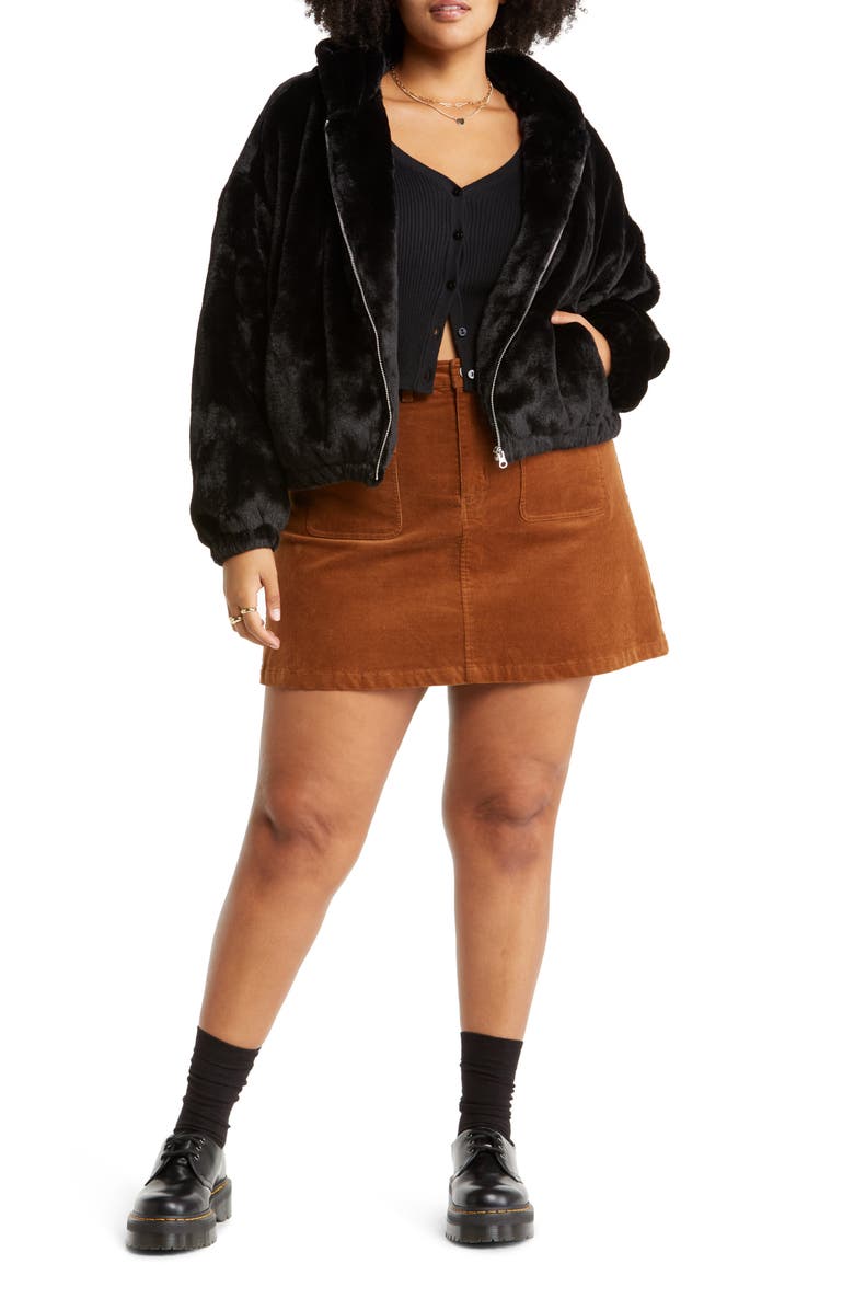 BP. Hooded Faux Fur Jacket, Alternate, color,