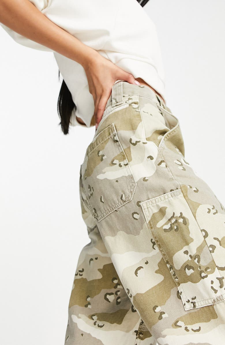 Topshop Camo Print High Waist Straight Leg Pants, Alternate, color,