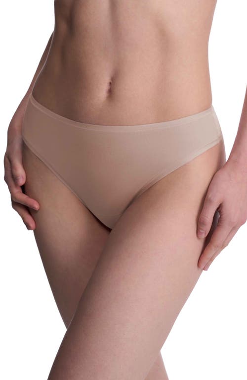 Natori Bliss Bare Stretch Cotton Thong In Nude