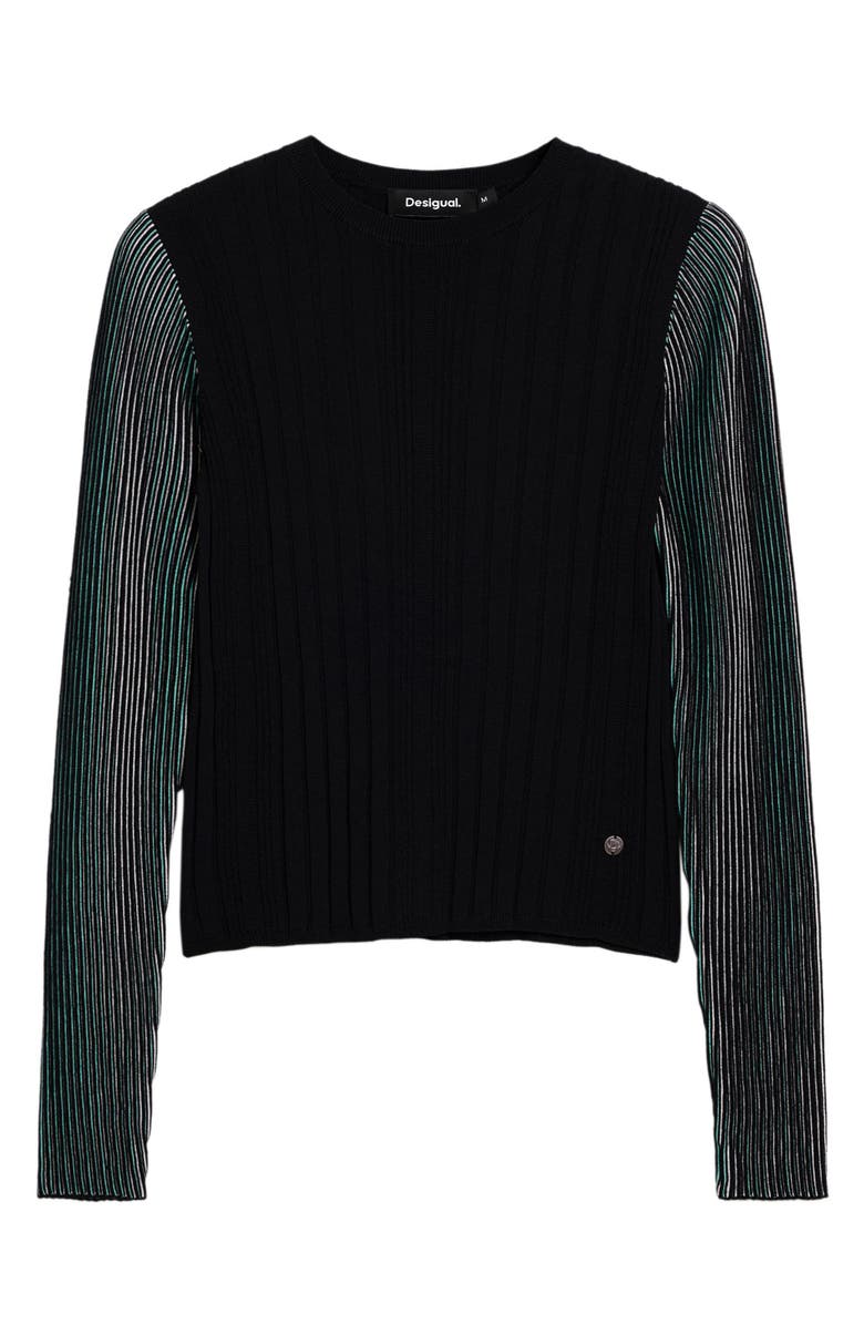 Desigual Stripe Sleeve Sweater, Alternate, color, Blue