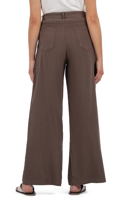 Kut From The Kloth Ryan Wide Leg Linen Blend Pants In Brown