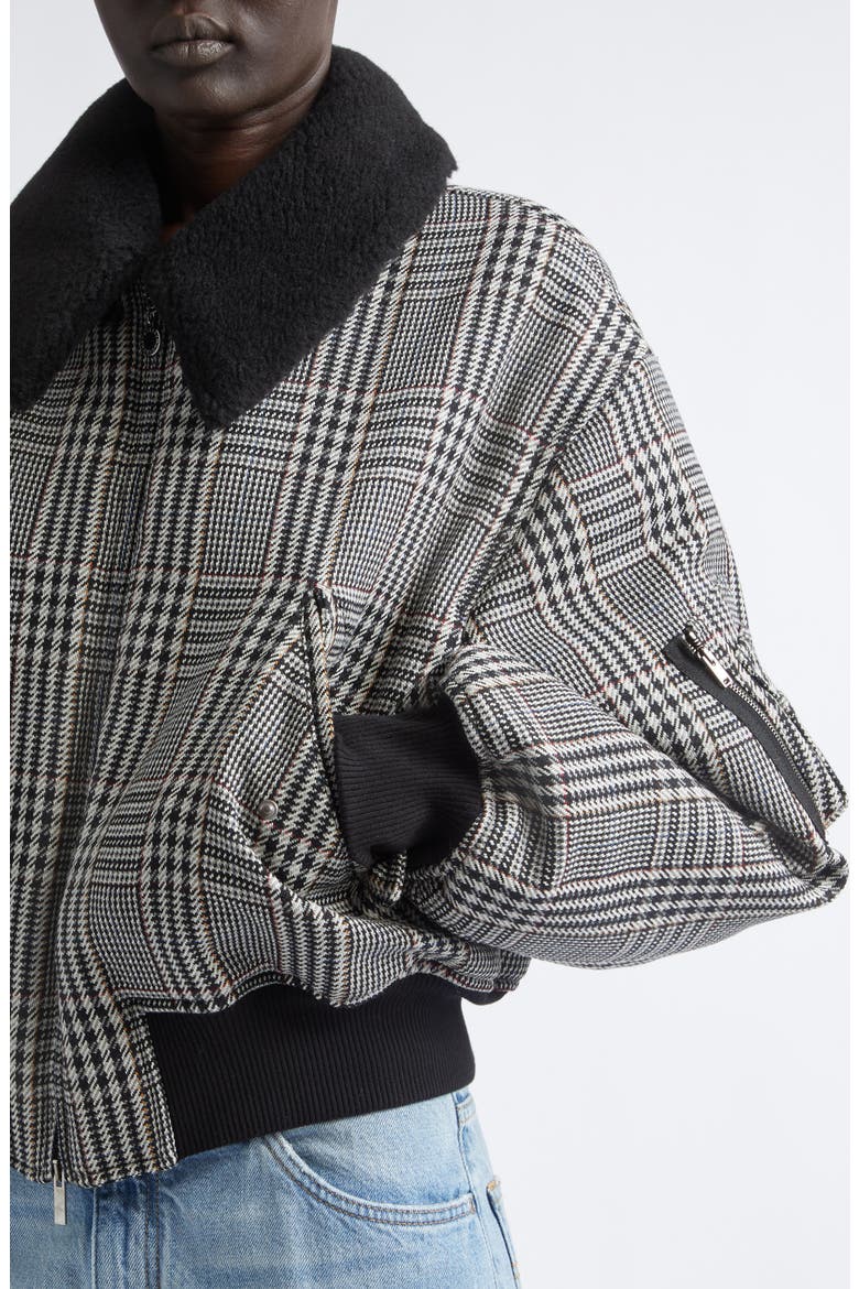 Plush Trim Plaid Bomber Jacket, Alternate, color, MULTICOLOR GREY